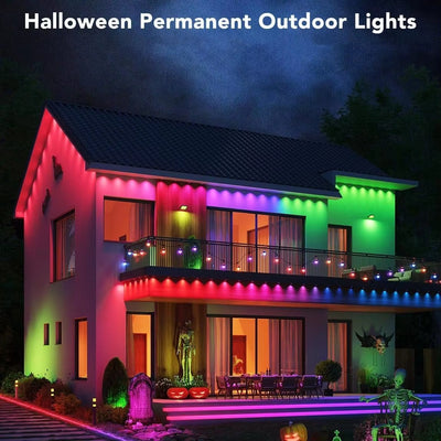Outdoor Lights 100FT 72LED Smart RGBIC Eaves Lights Work with Alexa, Google