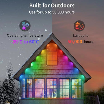 Outdoor Lights 100FT 72LED Smart RGBIC Eaves Lights Work with Alexa, Google